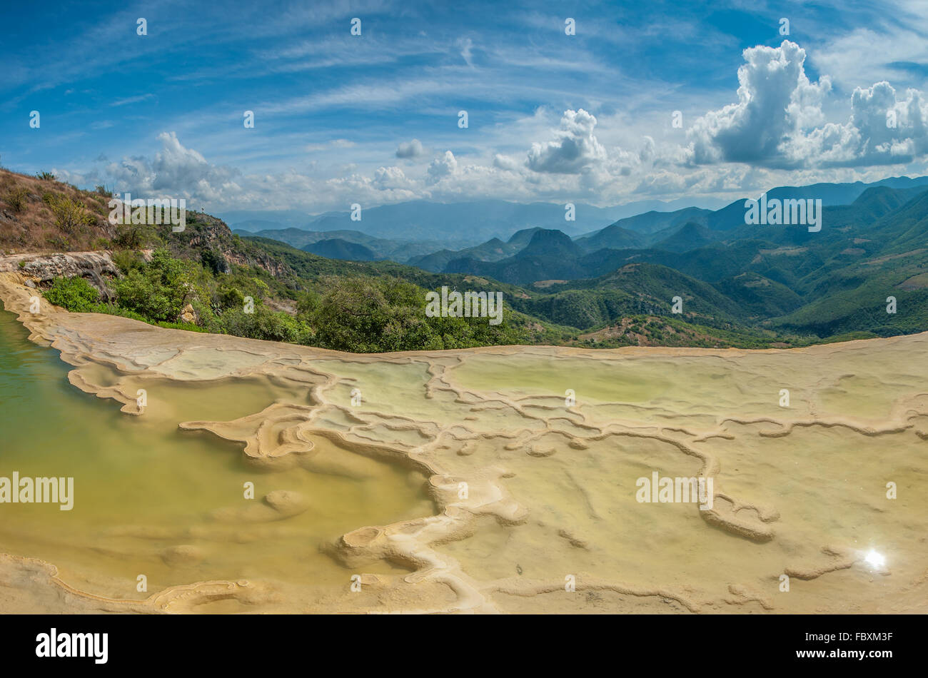 Hierve el Agua, natürlichen Felsformationen im mexikanischen Bundesstaat Oaxaca Stockfoto