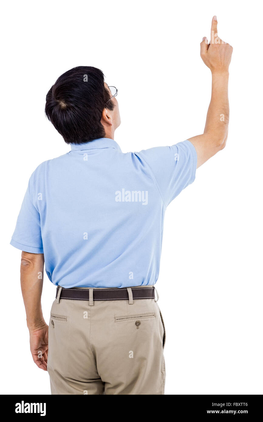 Rückansicht des Mann zeigte Stockfoto