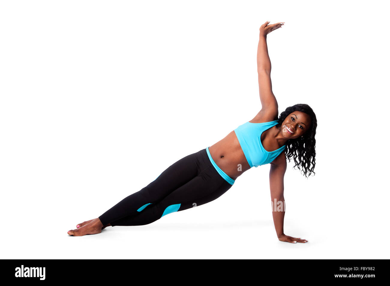 Glücklich Pilates-Yoga-Übung Stockfoto