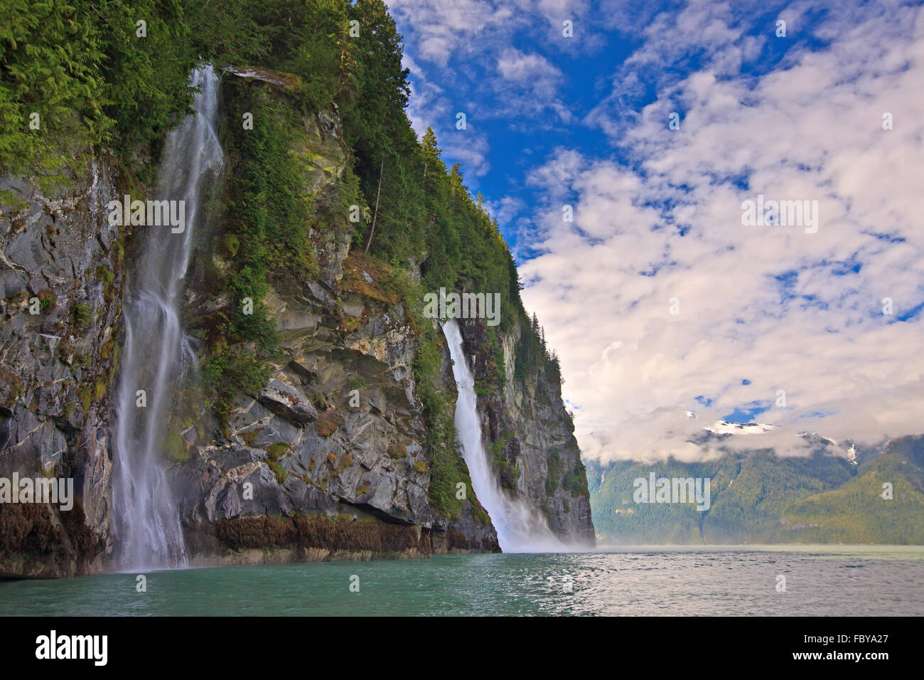 Cascade Point Wasserfall, Knight Inlet,, British Columbia, Kanada Stockfoto