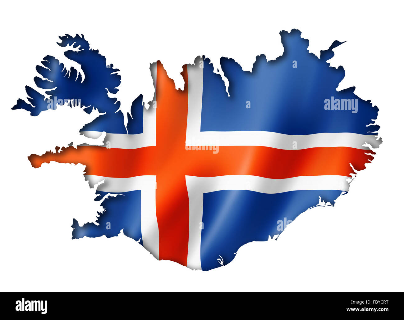 Isländische Flagge Karte Stockfoto