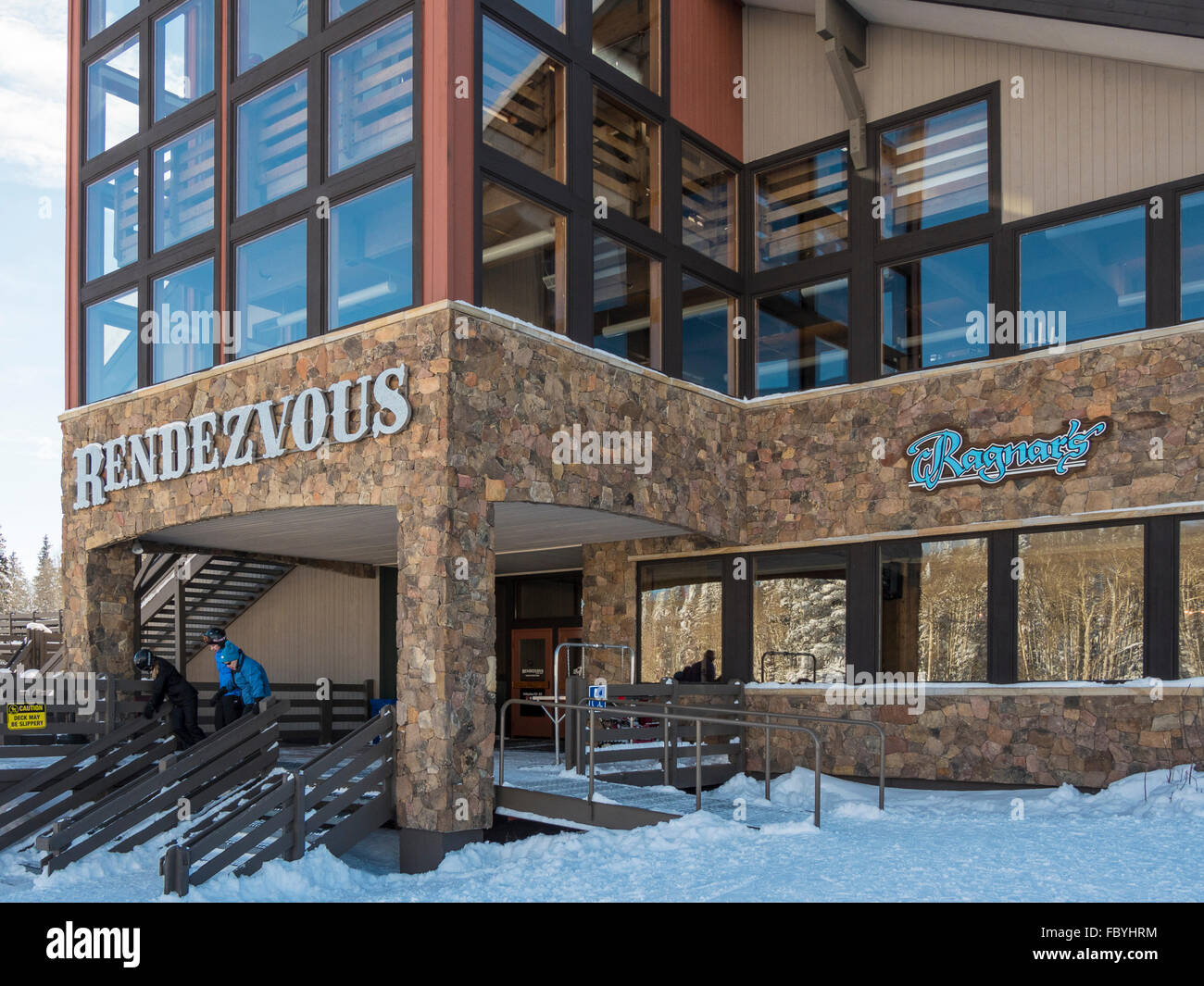 Rendezvous Sattel Lodge, Steamboat Ski Resort, Steamboat Springs, Colorado. Stockfoto
