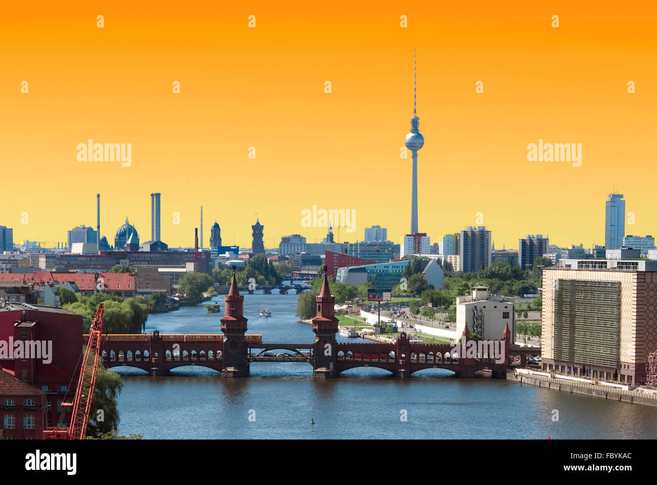 Berlin Skyline Sonnenuntergang Stockfoto