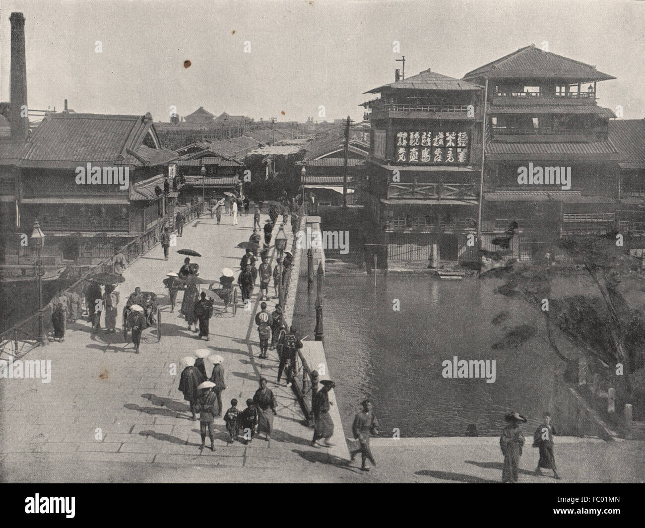 OSAKA. Die Ebisubashi. Japan, antiken Druck 1895 Stockfoto