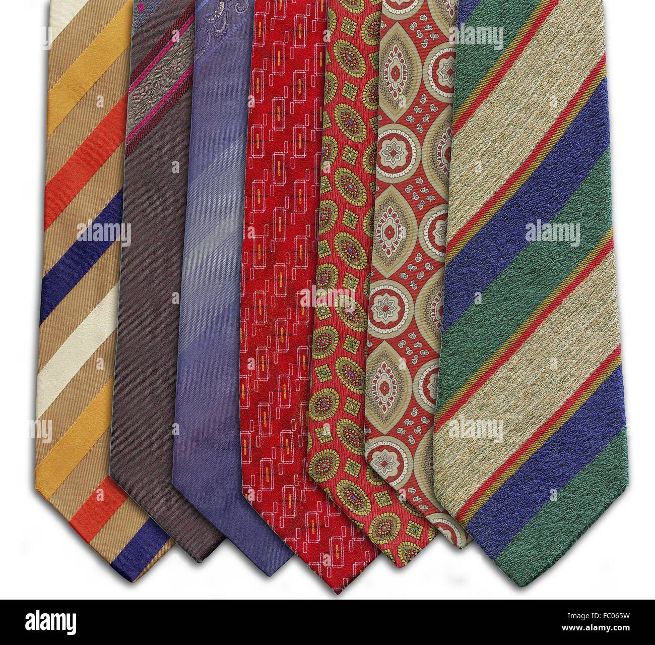 verschiedenen farbigen und gemusterten Krawatten Stockfoto