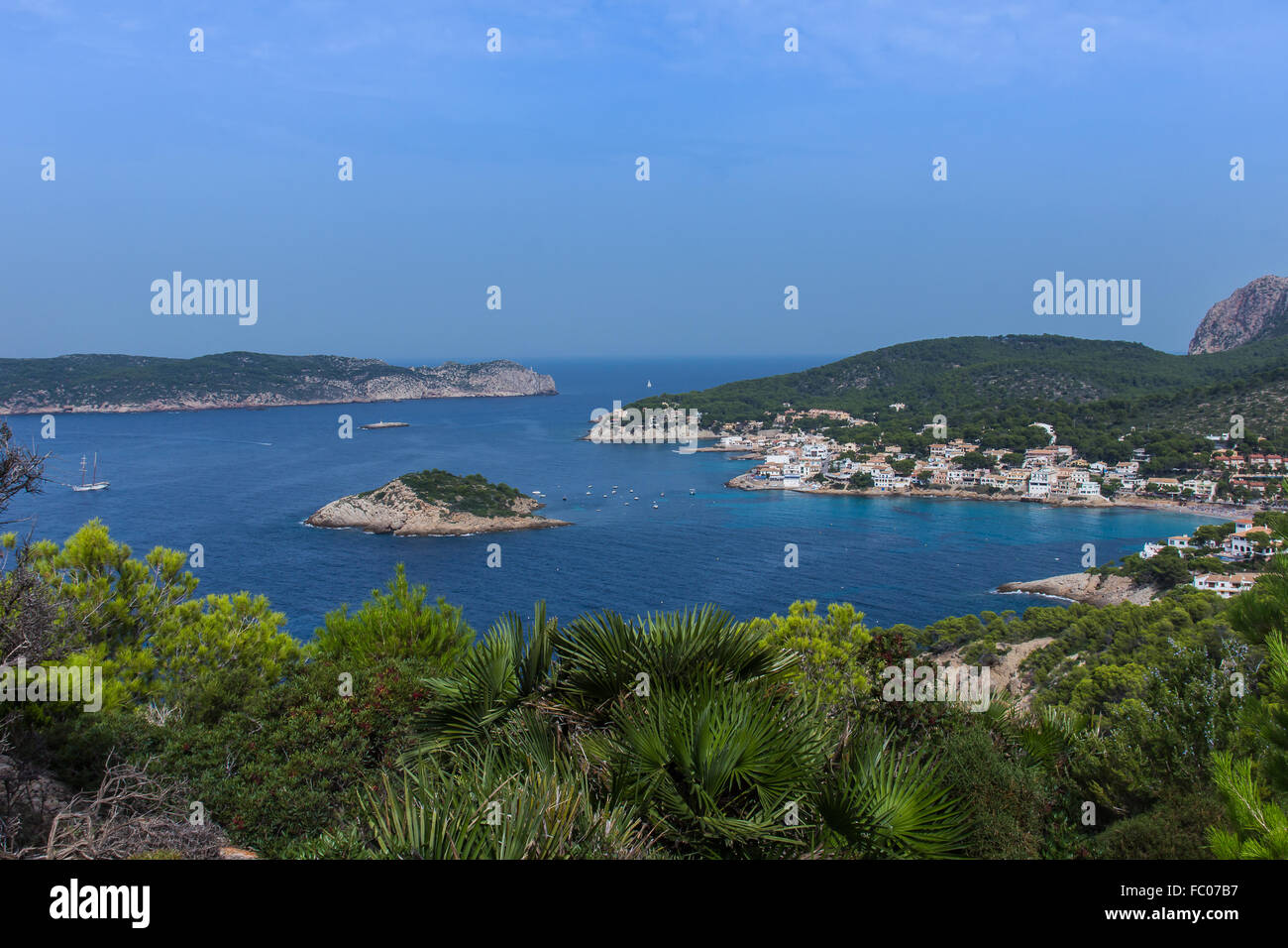 Panorama von Sant Elm Bucht auf Mallorca, Balearen, Spanien Stockfoto
