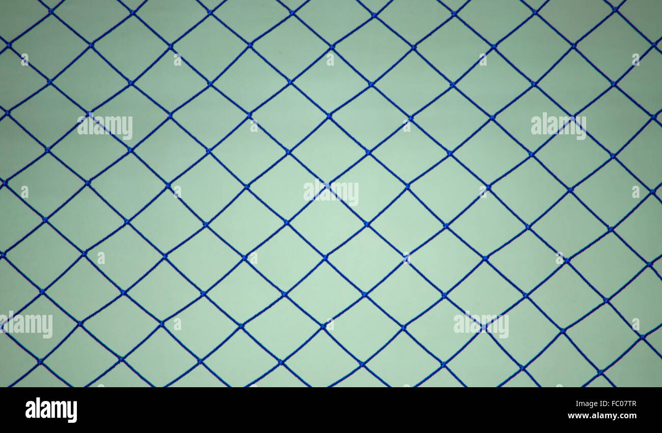 ein Raster auf einem hellen Hintergrund, Hintergrund, Textur, ein Raster, ein Sportgerät, Sport, Wettbewerbe, Wettbewerb, Spiel blau Hintergrund Stockfoto