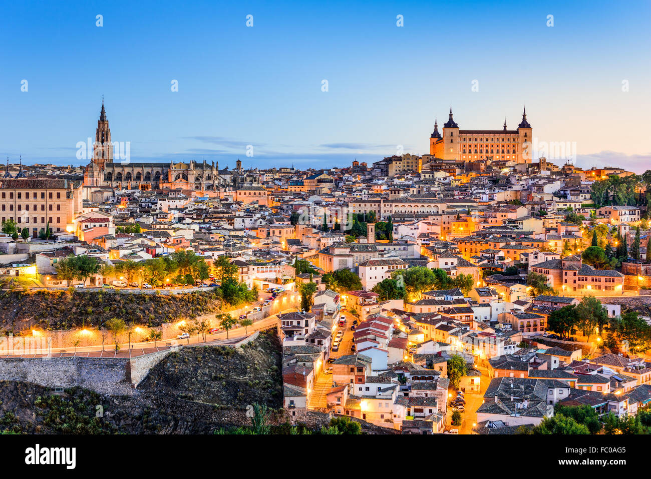 Toledo, Spanien alt Stadt Stadt Skyline. Stockfoto