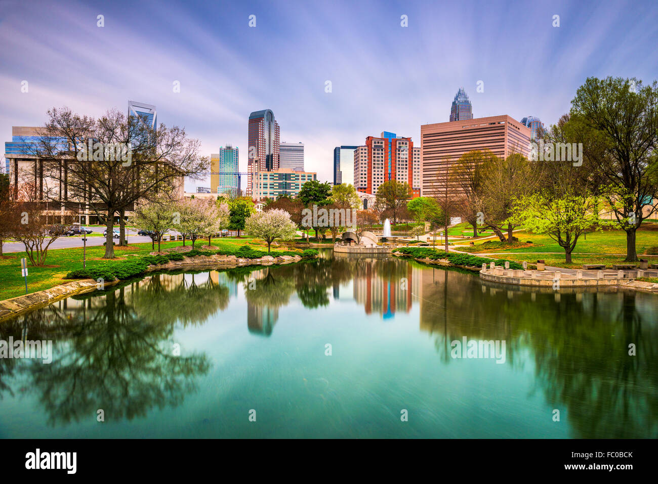 Skyline von Charlotte, North Carolina, USA. Stockfoto