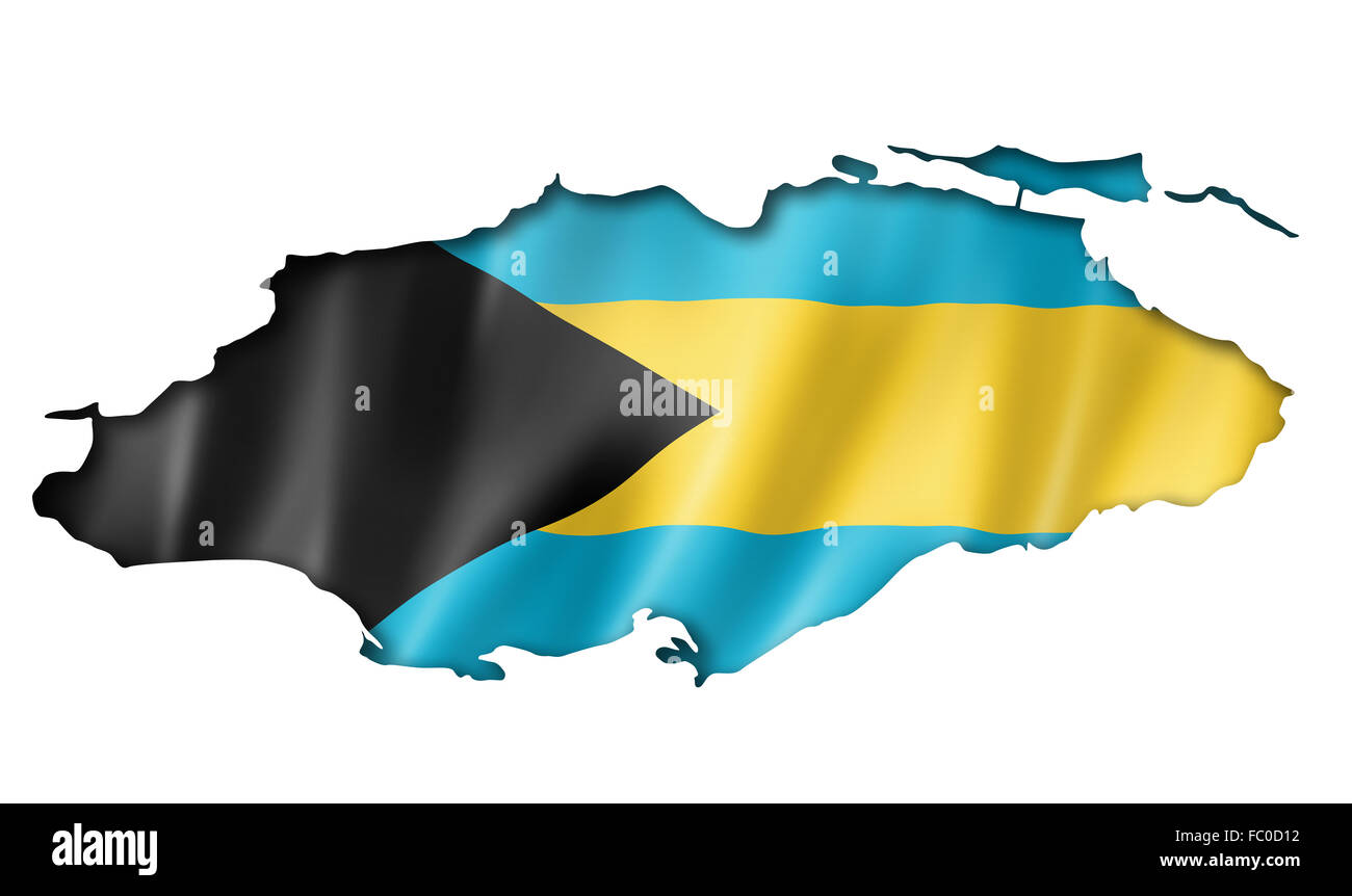 Bahamas Flagge Karte Stockfoto