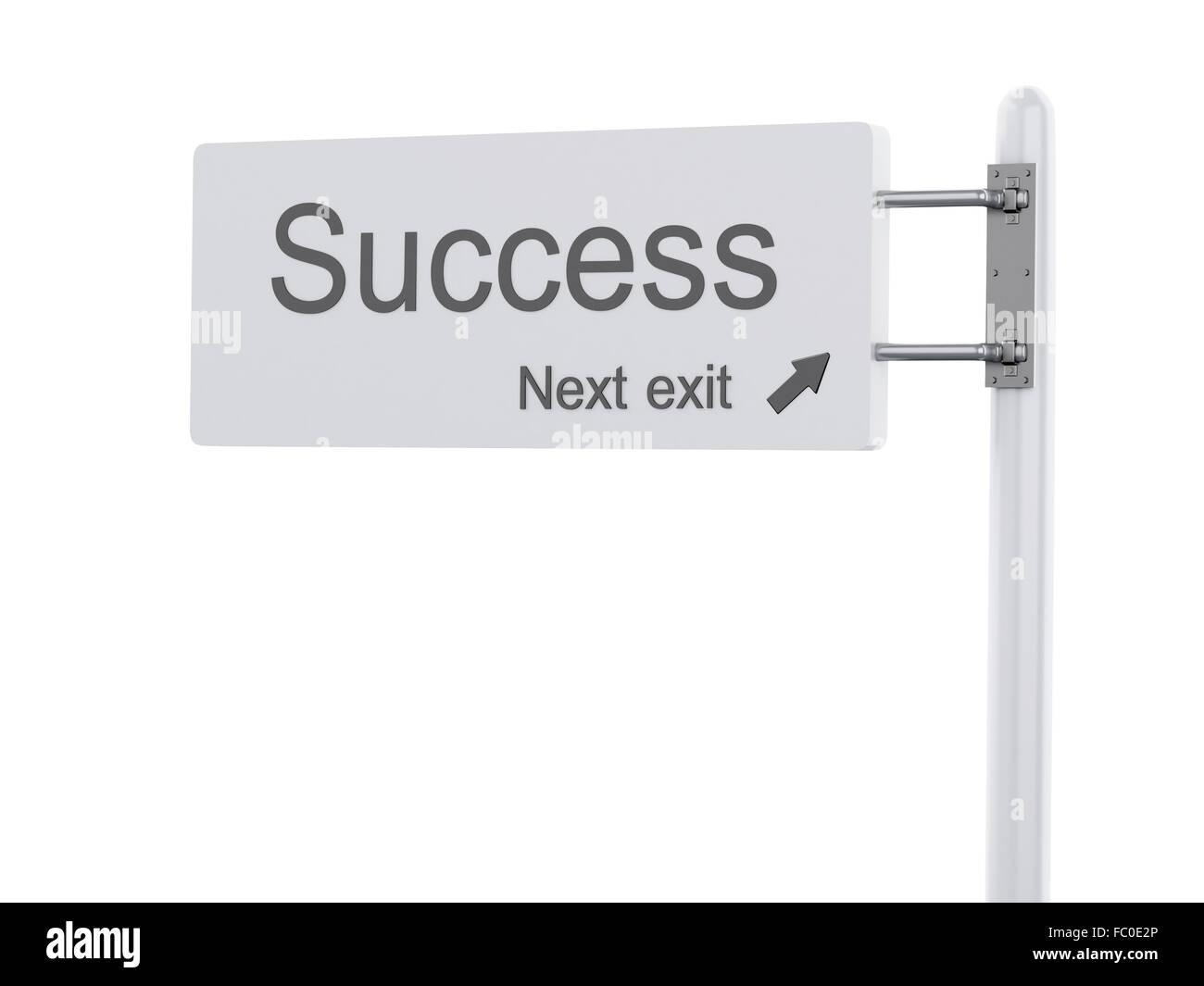 3D Illustration. Autobahn Zeichen, die nächste Ausfahrt noch Stockfoto