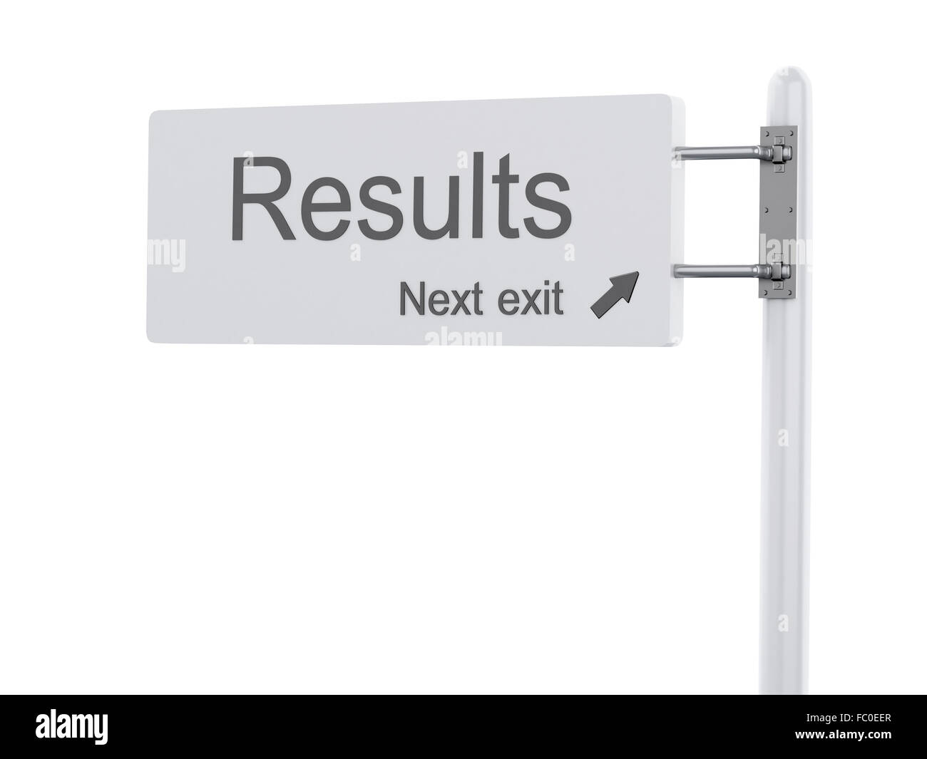 3D Illustration. Autobahn Zeichen, die nächste Ausfahrt resul Stockfoto