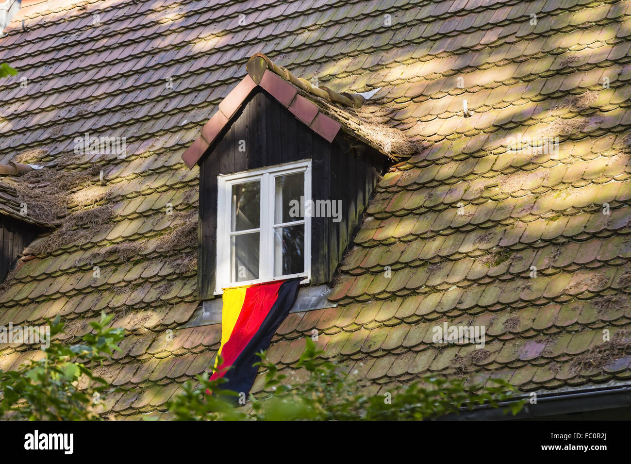 Deutscher Flagge ein Fan von Fußball Stockfoto