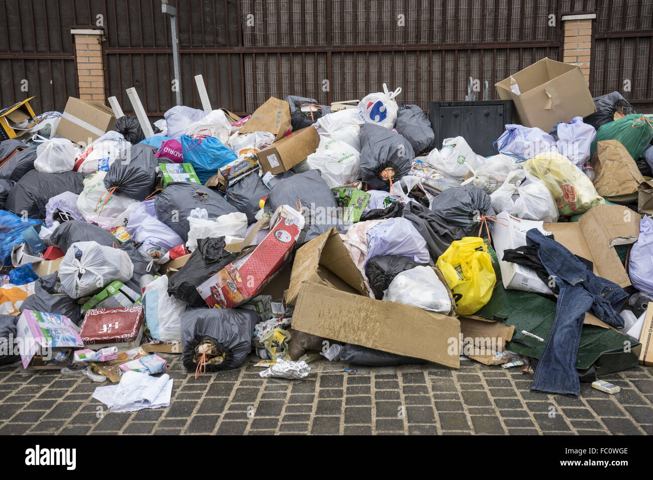Streik von kommunalen Müllabfuhr Stockfoto
