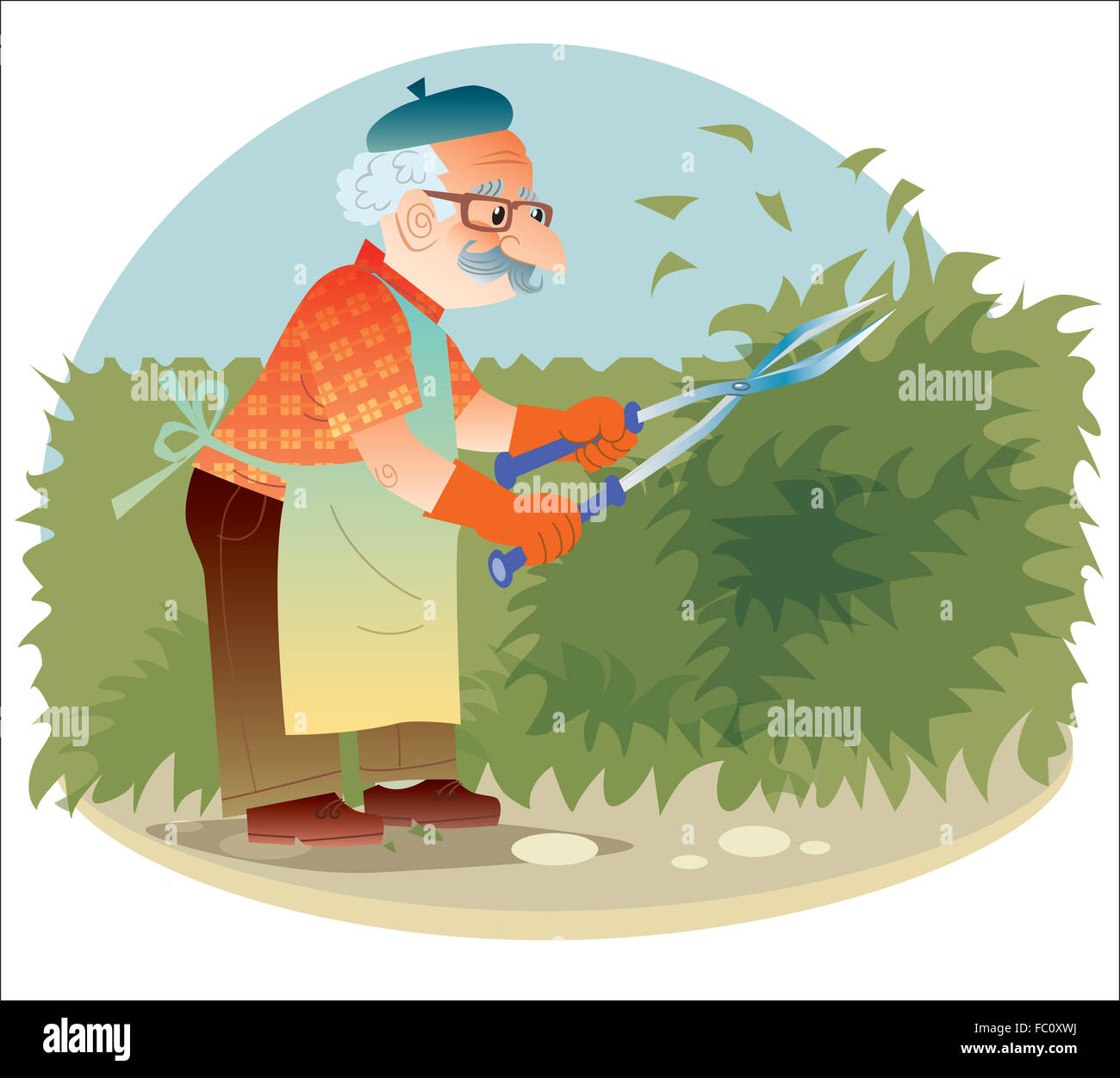 Der alte Gärtner im Garten arbeiten Stockfotografie Alamy