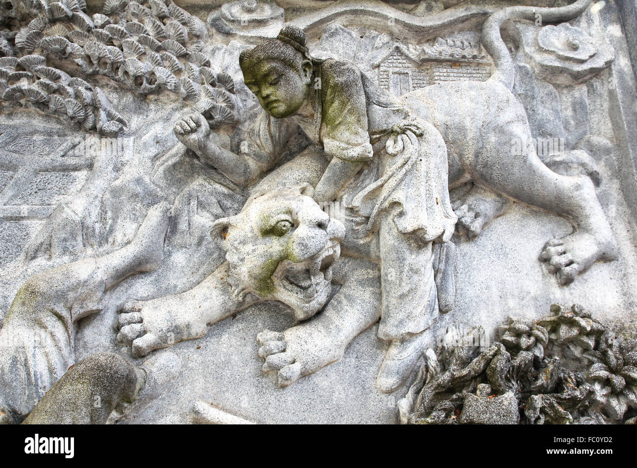 Chinesische Skulptur im Tempel Stockfoto