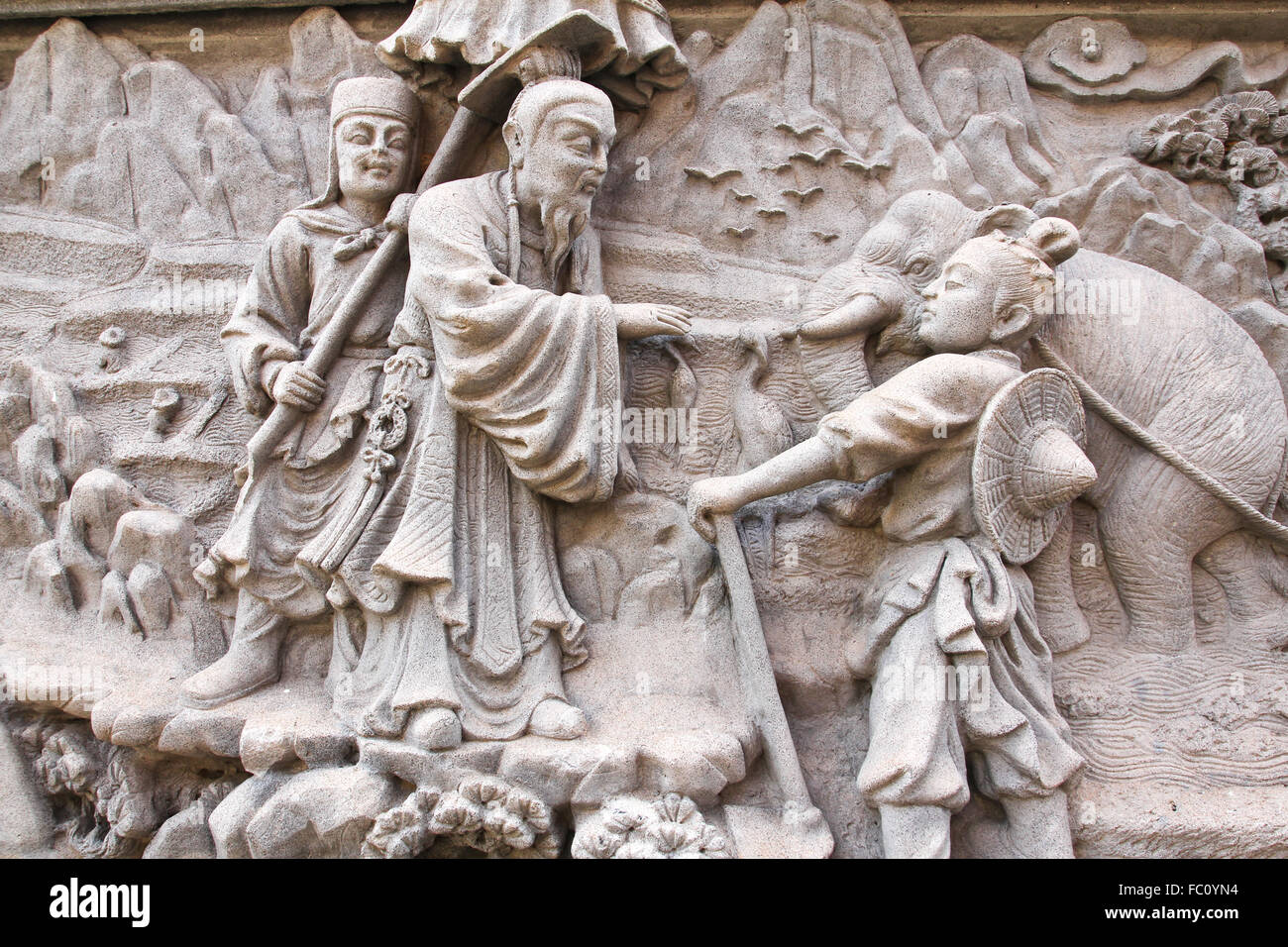 Chinesische Skulptur im Tempel Stockfoto