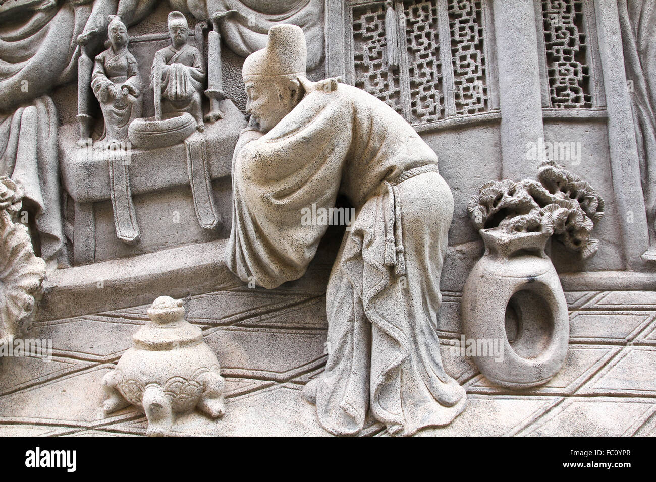 Chinesische Skulptur im Tempel Stockfoto