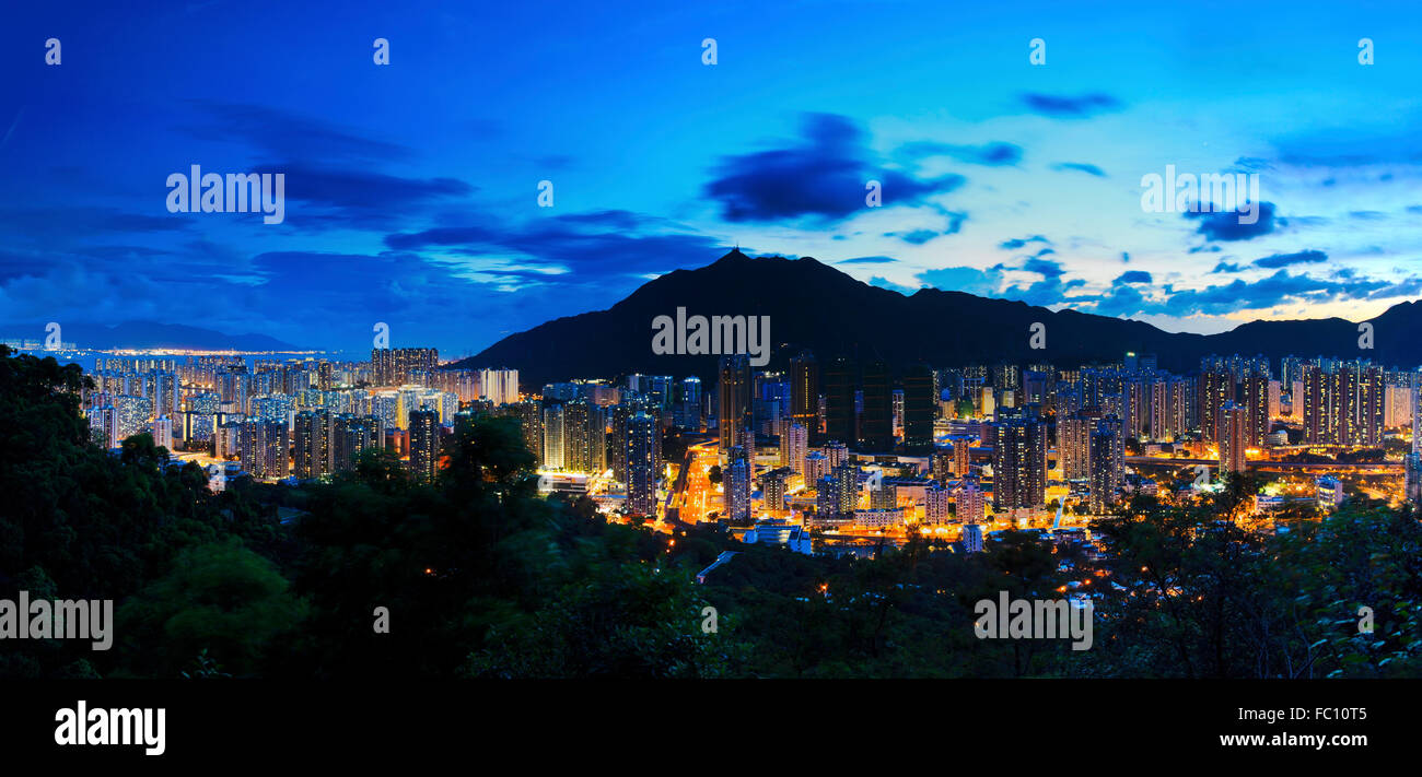 Hong Kong Stadt Nachtansicht Stockfoto