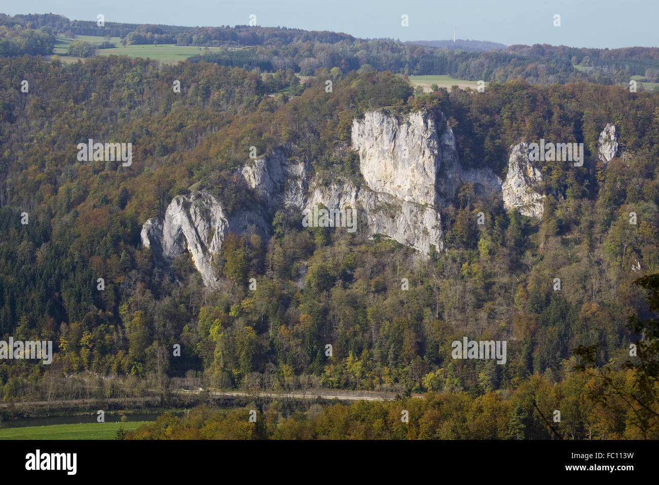 Stein Wand im Donautal bei Beuron Stockfoto