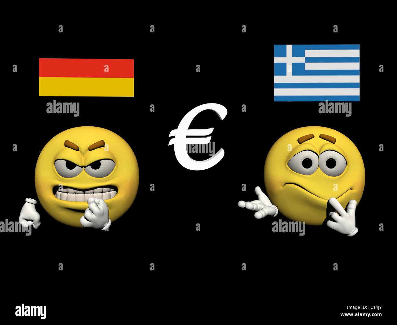 Emoticon wütend und Euro - 3d render Stockfoto