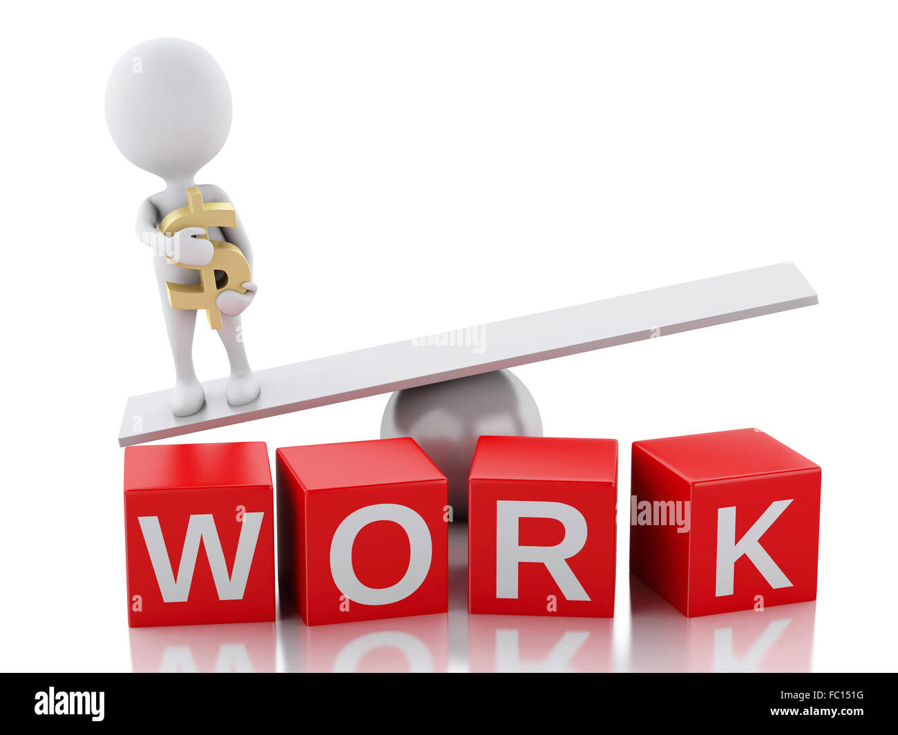 3D weiße Leute auf einem Gleichgewicht. Business-Konzept. Stockfoto