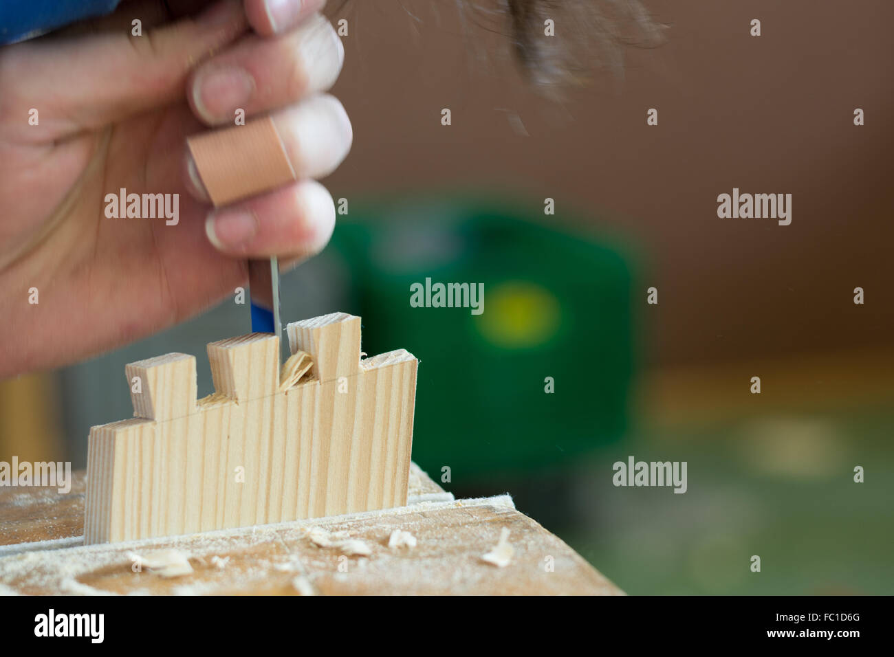 Tischler bauen ein Holz-Gelenk Stockfoto