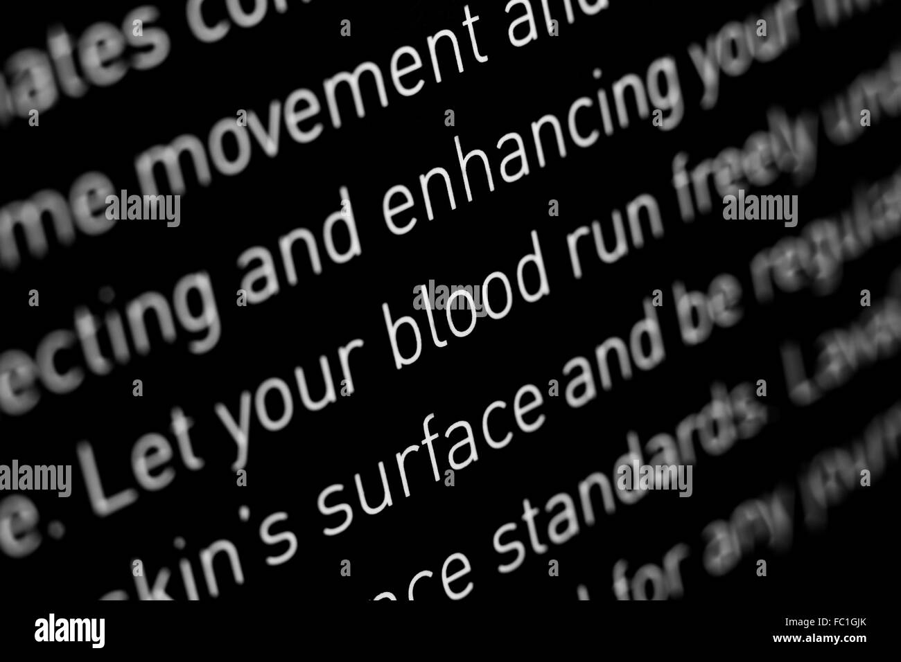 schwarz / weiß text Stockfoto