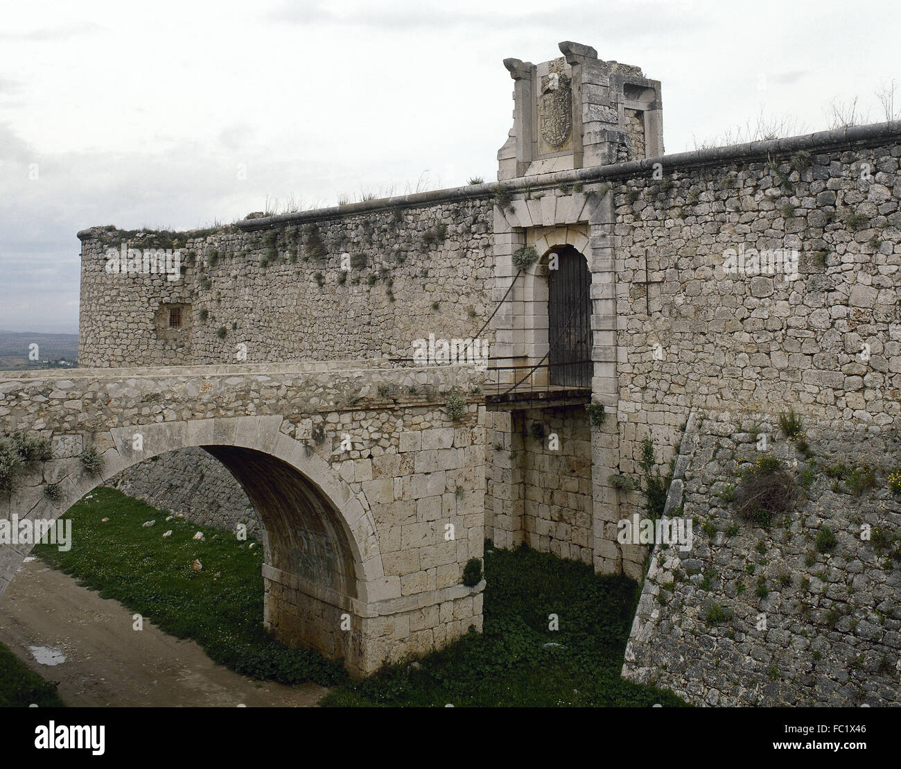 Spanien. Chinchón. Burg der Grafen. Zwischen 15. und 16. Jahrhundert erbaut. Von außen. Autonome Gemeinschaft Madrid. Stockfoto