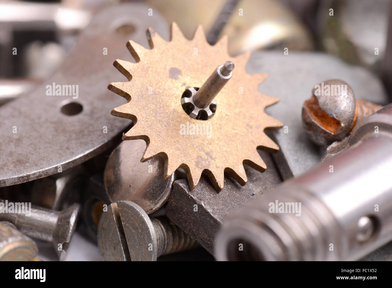 alte Schrauben und Nagel-Kopf Sammlung Metall Stockfoto