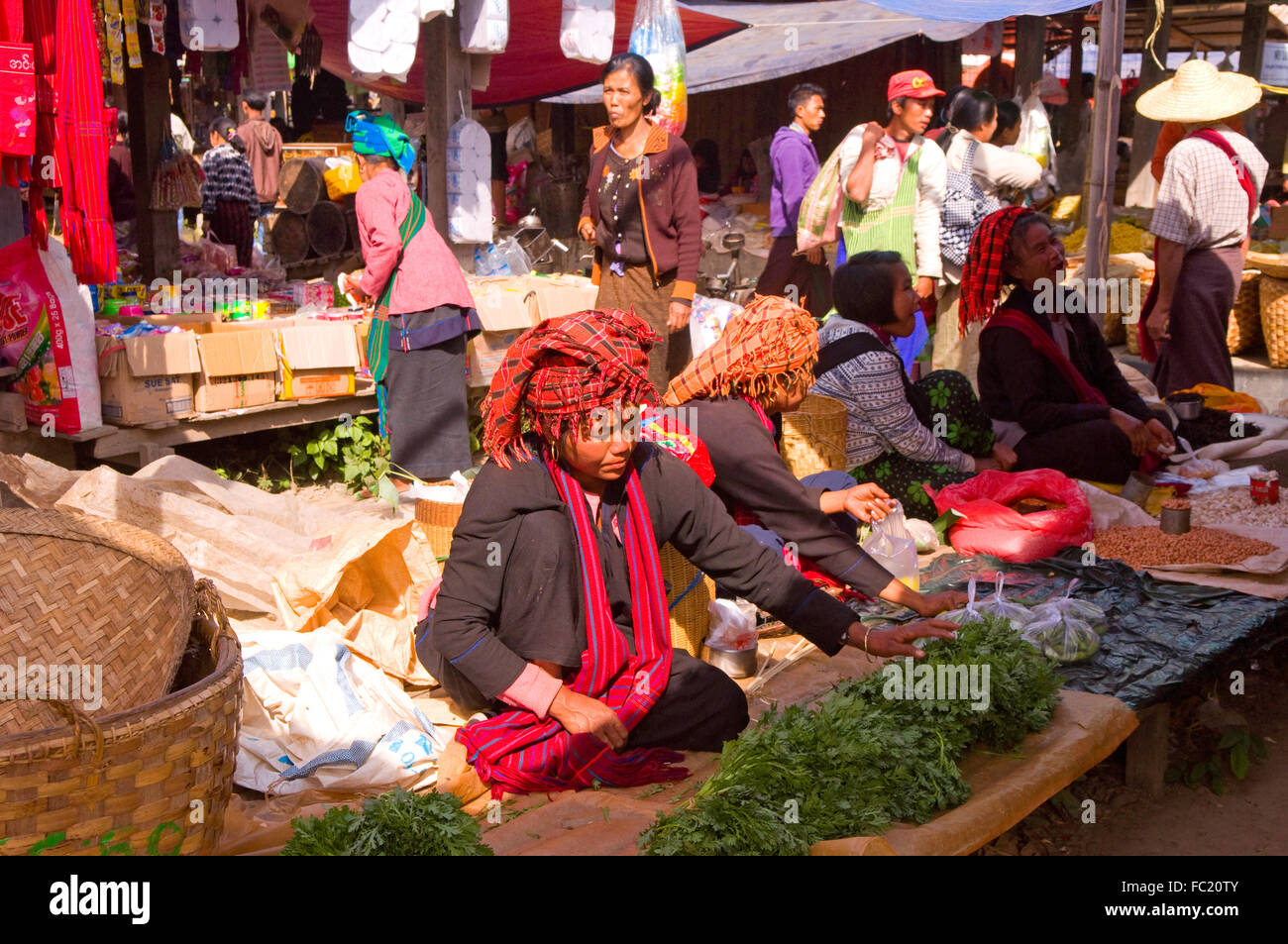 Nampan Markt am Inle-See, Myanmar Stockfoto