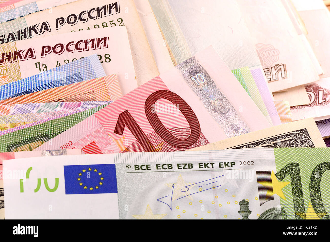 Europäische und amerikanische Geld Hintergrund Stockfoto