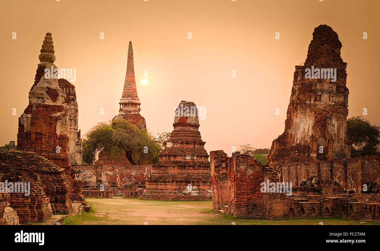 Wat Mahatat. Panorama Stockfoto