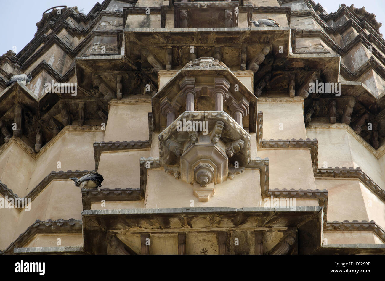 Geschnitzte Fassade. Chaturbhuj Tempels. Lord Vishnu gewidmet. Orchha. Madhya Pradesh. Indien Stockfoto