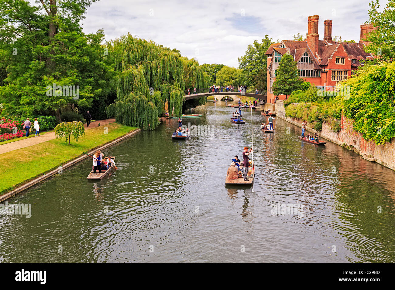 Bootfahren auf dem Fluss Cam, Cambridge, Cambridgeshire, England, Vereinigtes Königreich Stockfoto