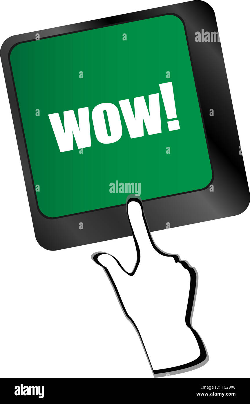 Wow-Taste auf Computer Tastatur wichtiger Vektor Stockfoto