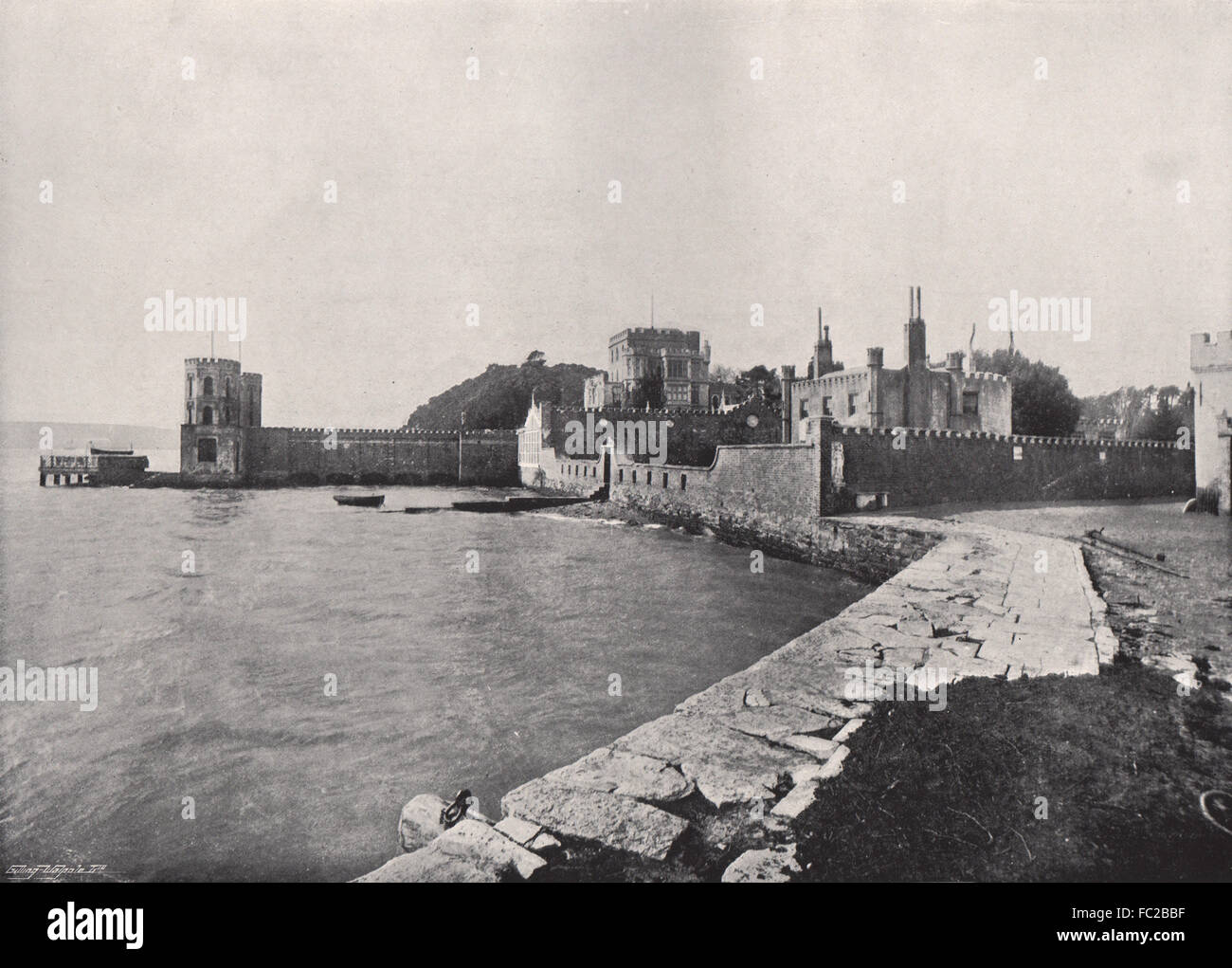 BRANKSEA (BROWNSEA) INSEL. Gesamtansicht des Schlosses. Dorset, alten Drucken 1895 Stockfoto