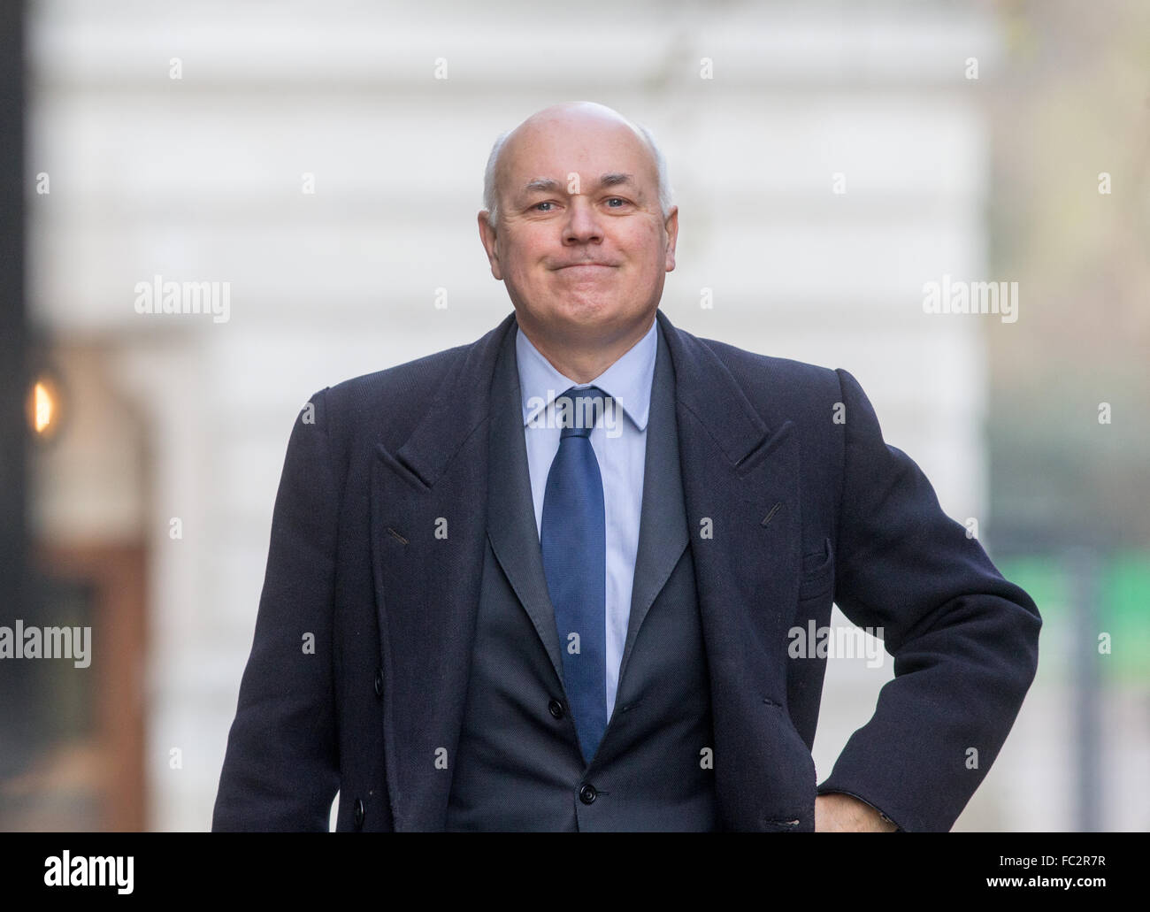 Iain Duncan Smith, Staatssekretär für Arbeit und Renten, kommt an Nummer 10 Downing Street nach einer Kabinettssitzung Stockfoto