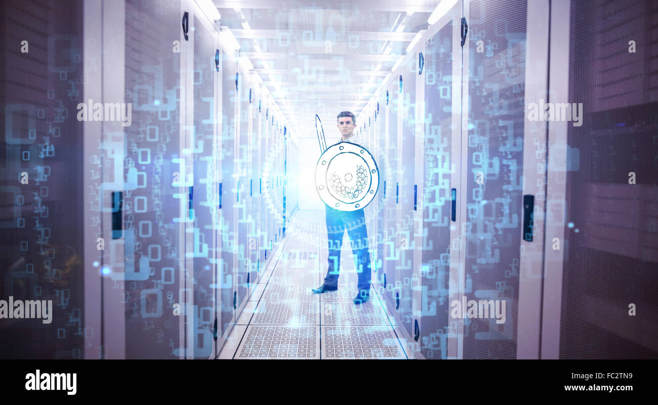 Zusammengesetztes Bild glänzend Spirale der Binär-code Stockfoto