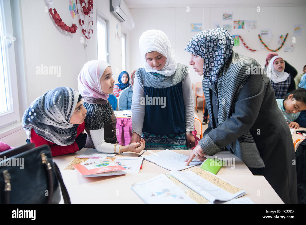 Türkei, KILIS: UNICEF Schule "School of Hope" für syrische Flüchtlinge. 1266 besuchen es in zwei Schichten. Stockfoto