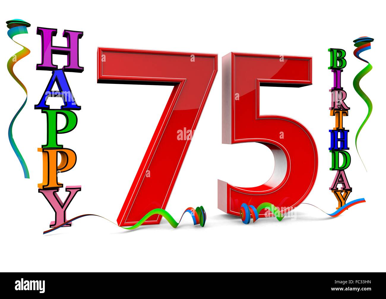 Happy birthday seventy five 75 Fotos und Bildmaterial in hoher