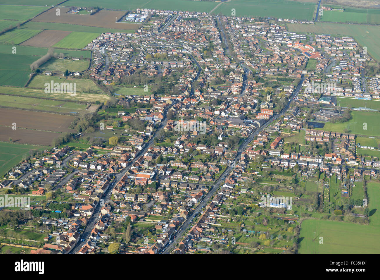 Eine Luftaufnahme des Lincolnshire Dorf von Winterton Stockfoto