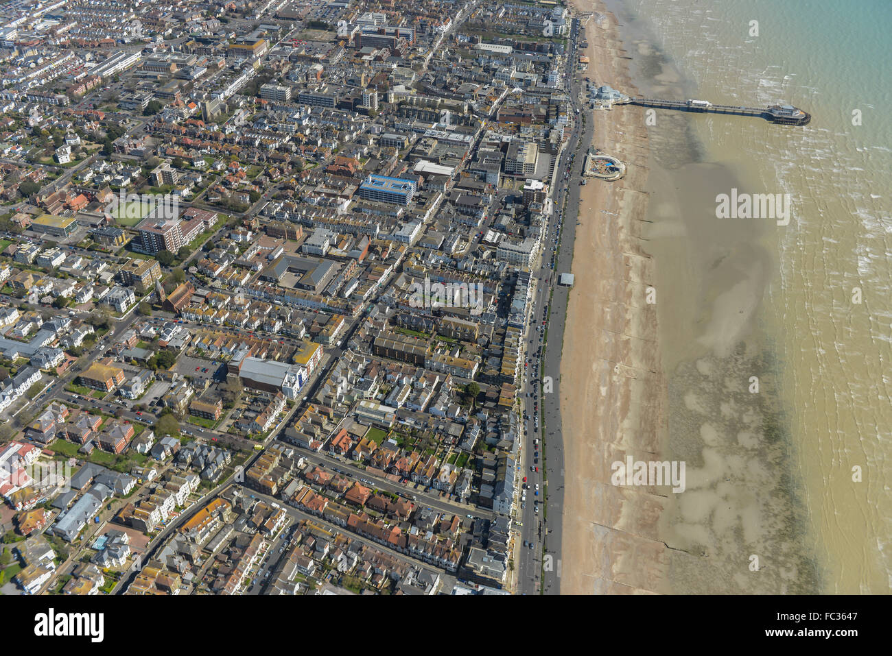 Blick auf die West Worthing Gegend der Stadt am Meer-Sussex Stockfoto