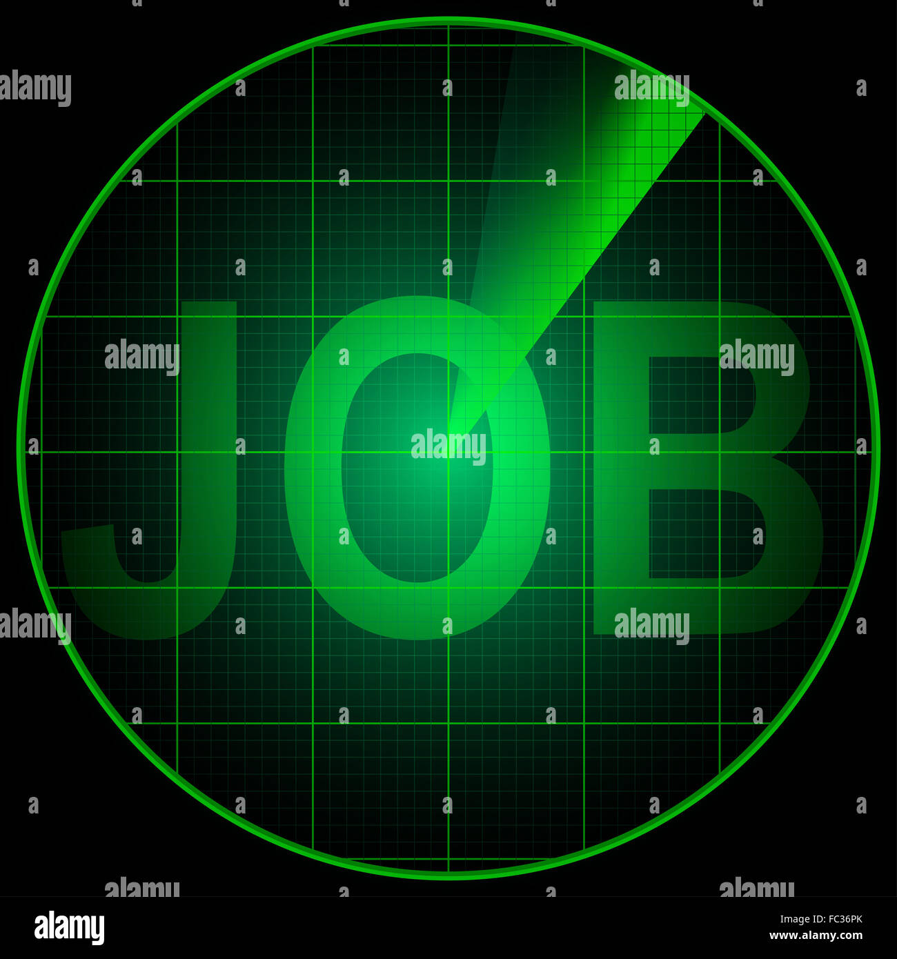 Radarbildschirm mit dem Wort Job Stockfoto