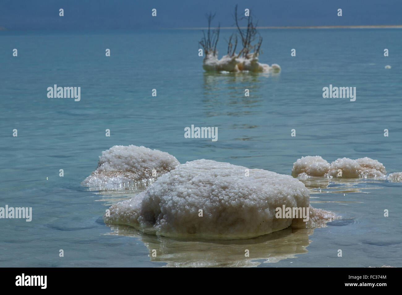 Schöne Küste des Toten Meeres. Stockfoto