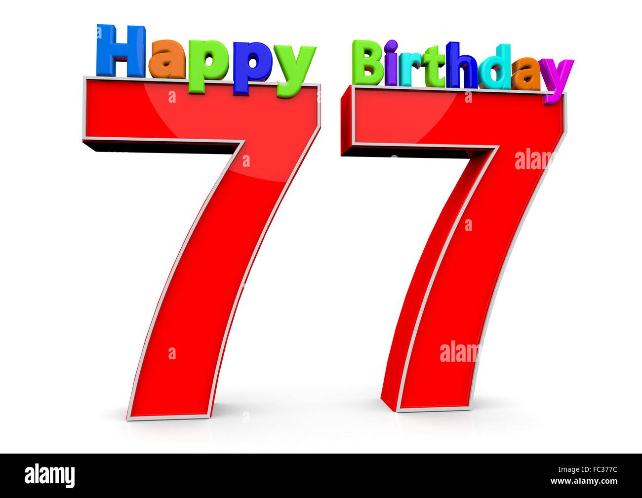 Sterben Sie die Zahl 77 Mit Happy Birthday darauf Stockfotografie Alamy