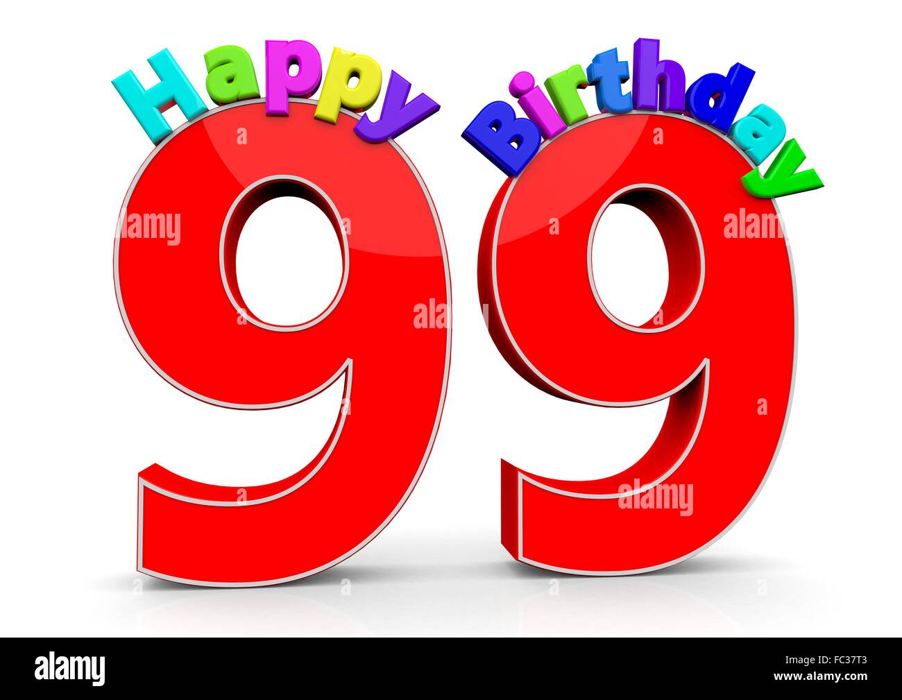 Sterben Sie die Zahl 99 Mit Happy Birthday darauf Stockfoto