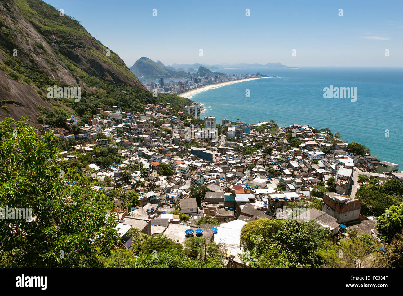 Favela Vidigal, Strand von Ipanema, Rio De Janeiro, Bezirk, Brasilien Stockfoto