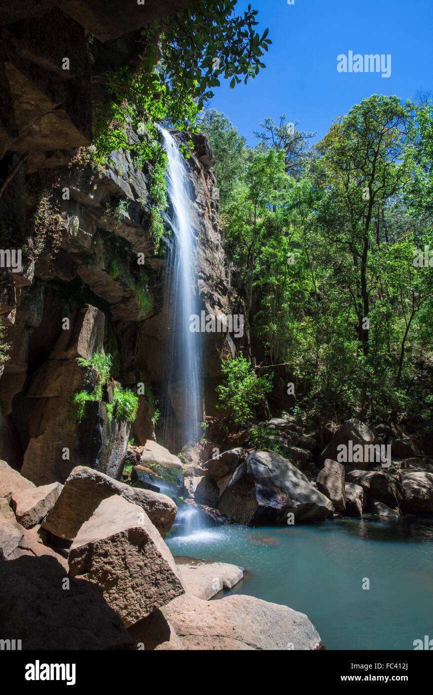 El Salto Wasserfall Mazamitla, Jalisco, Mexiko. Stockfoto