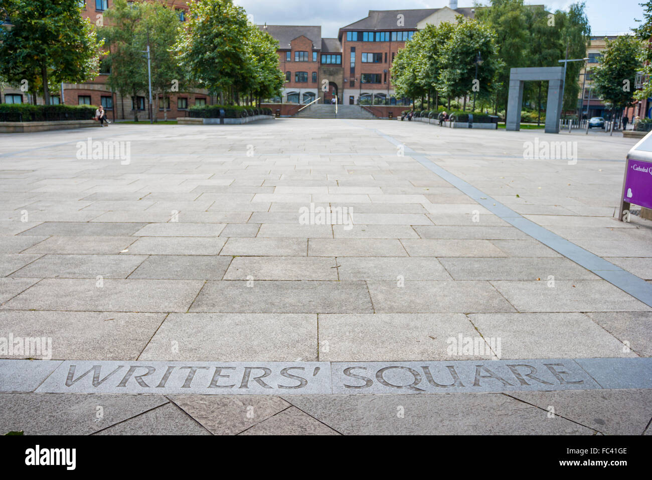 Blick auf den Schriftsteller Platz in Belfast, Nordirland Stockfoto